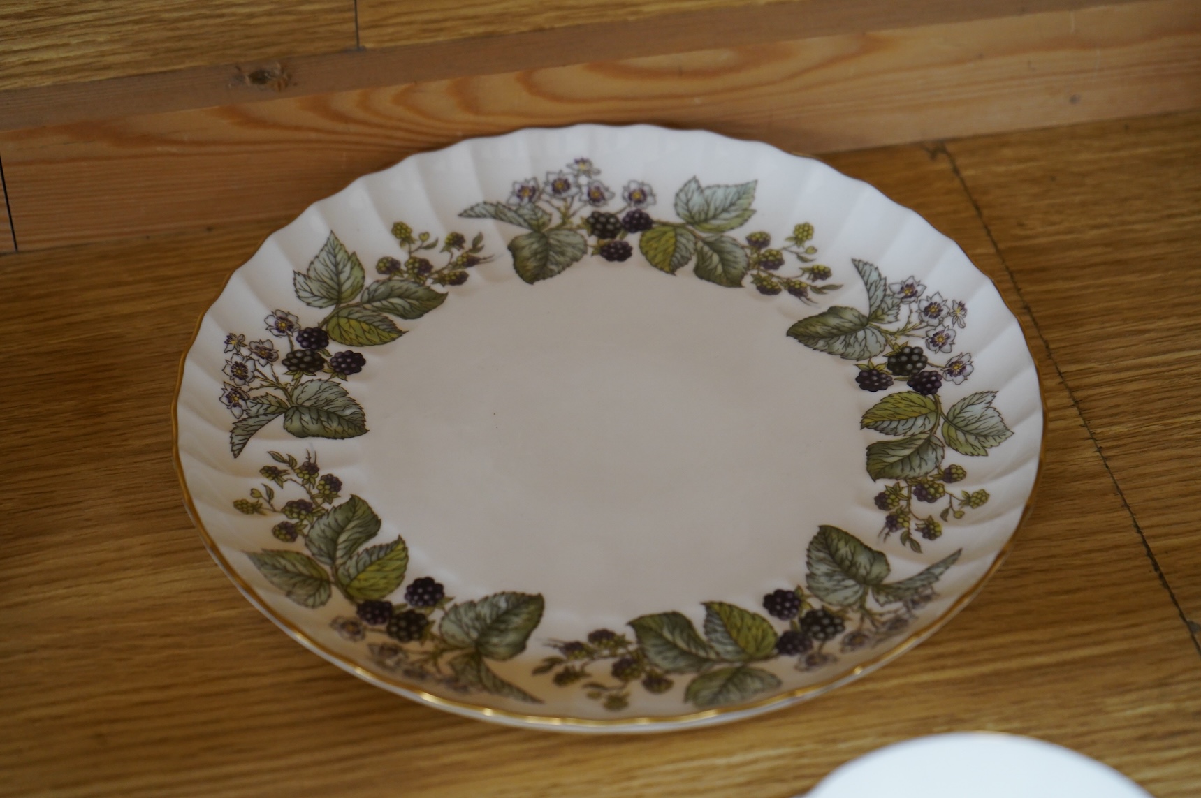 A Royal Crown Derby tea for two set, and a Royal Worcester Lavinia pattern part tea set to include trios, largest 20cm wide